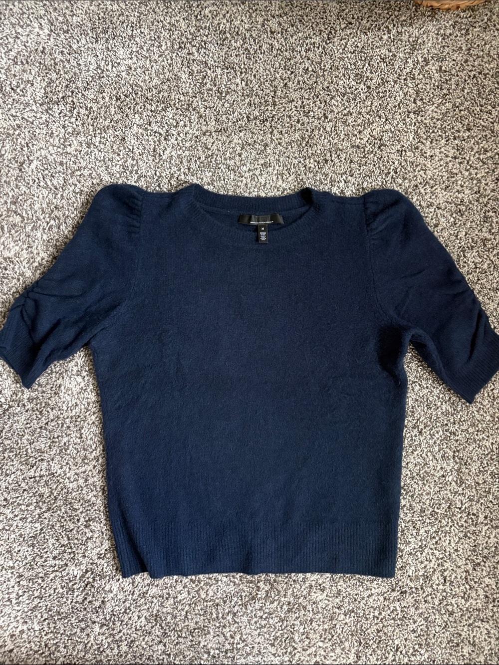 WHBM Puff Short-Sleeve Navy Blue Sweater. Sz M
